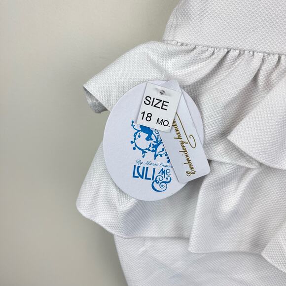 Luli & Me Ruffled White Flower Romper 18 Months NWT - Picture 6 of 8
